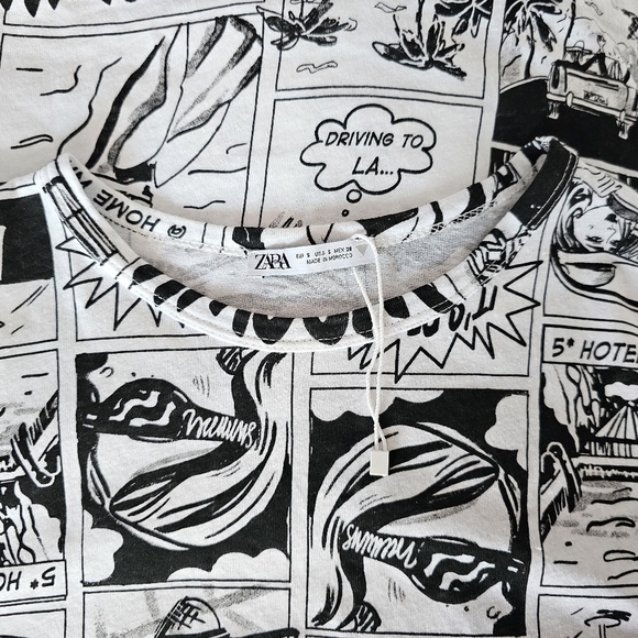 🇪🇦 Zara Black & White Comic Strip Graphic T-Shirt - Picture 12 of 13